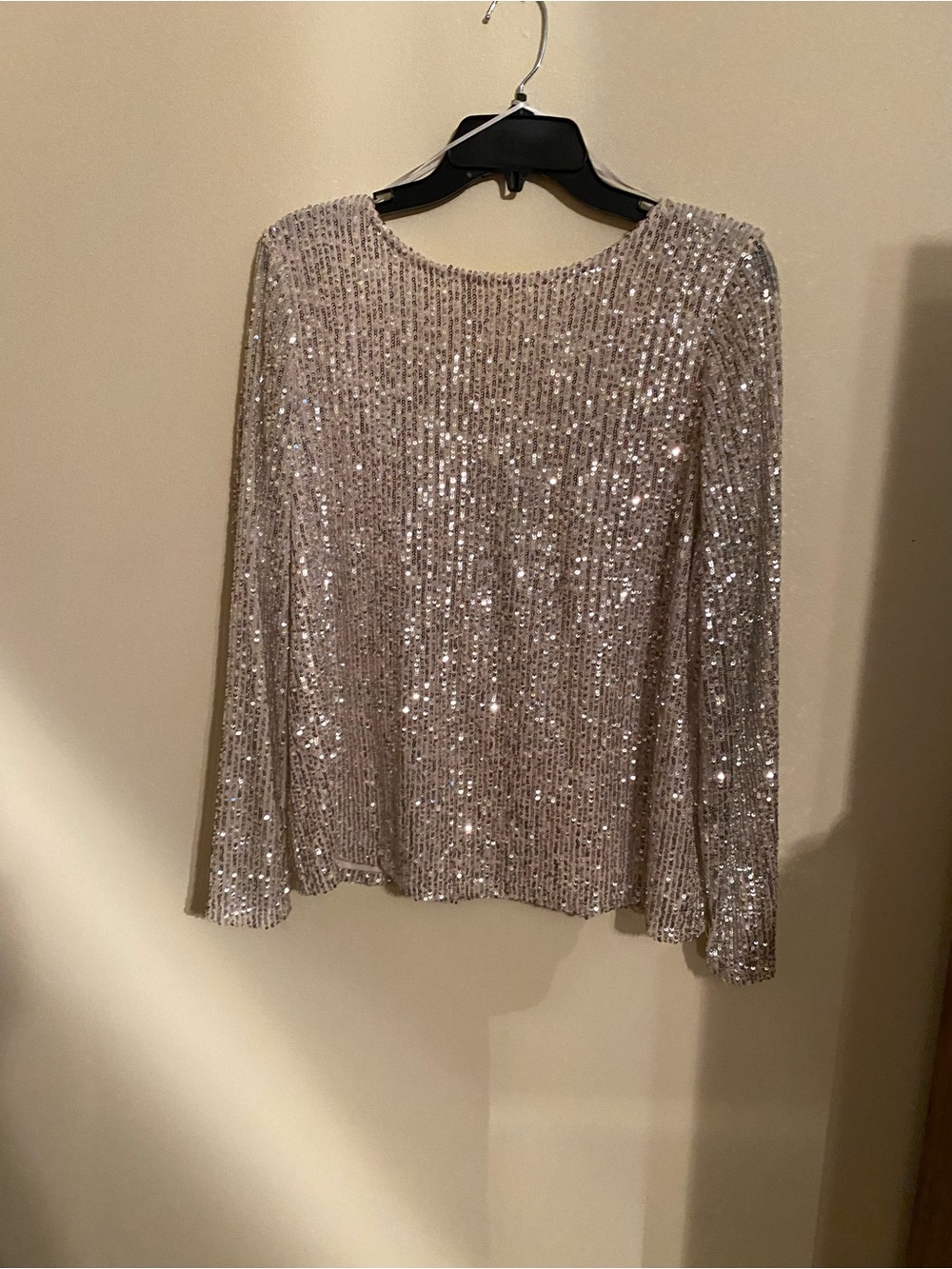 Halogen Champagne Sequin Long Sleeve Top